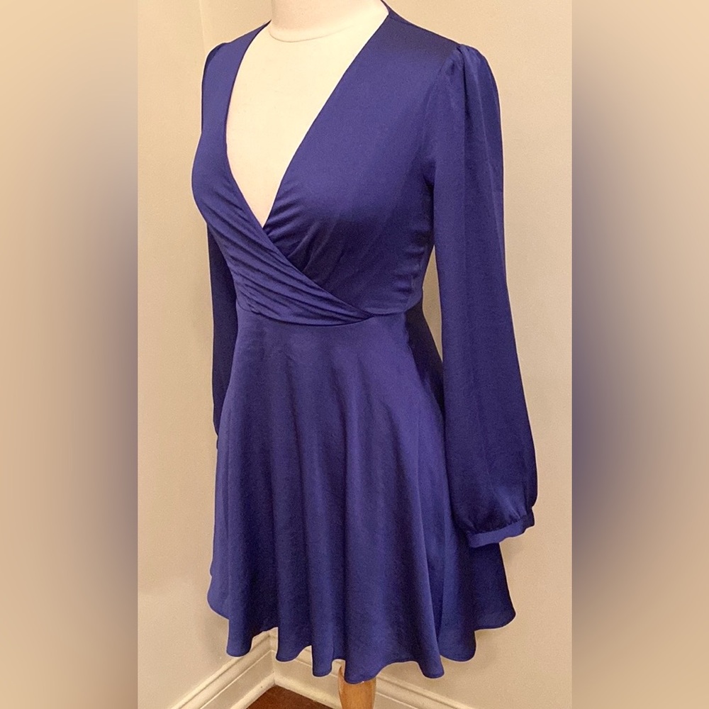 Express Periwinkle Blue SZ XS Romantic Soft Girl Coastal Fit & Flare Mini Dress - Picture 5 of 14